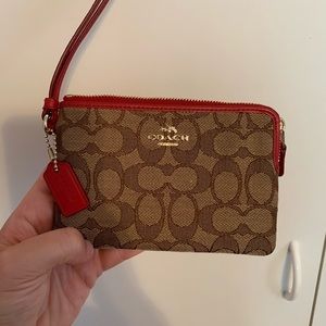 Coach Red Corner Zip Wristlet